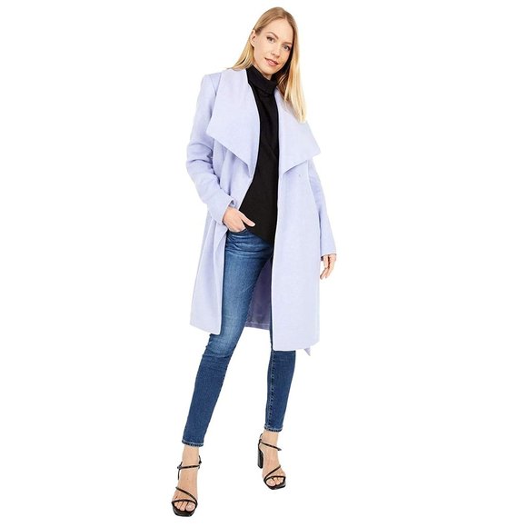 NWT Cole Haan Womens Luxury Wool Belted Winter Coat LavenderSize 8 $460 F193
